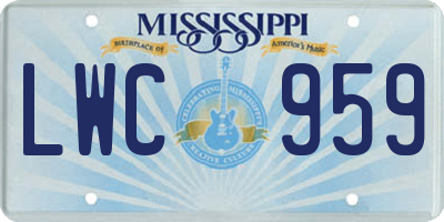 MS license plate LWC959