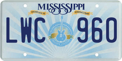 MS license plate LWC960