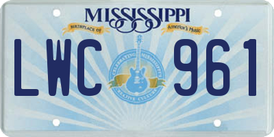 MS license plate LWC961