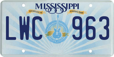 MS license plate LWC963
