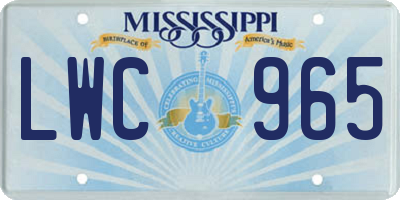 MS license plate LWC965