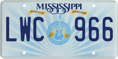 MS license plate LWC966