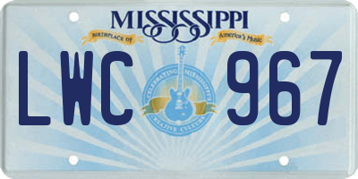 MS license plate LWC967
