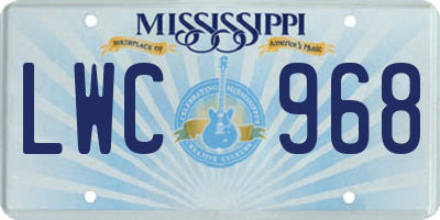 MS license plate LWC968