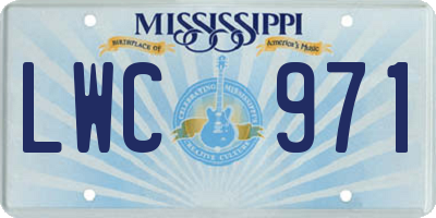 MS license plate LWC971