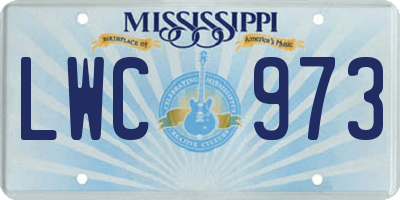 MS license plate LWC973