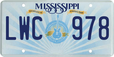 MS license plate LWC978