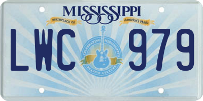MS license plate LWC979