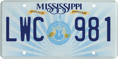 MS license plate LWC981