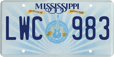 MS license plate LWC983