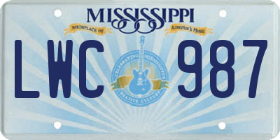 MS license plate LWC987