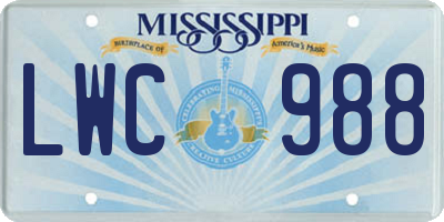 MS license plate LWC988