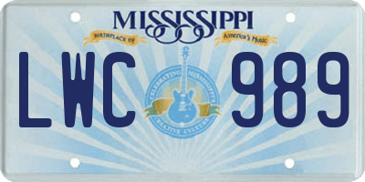 MS license plate LWC989