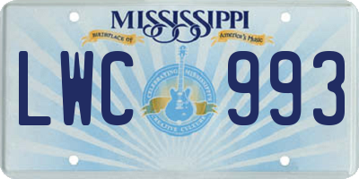 MS license plate LWC993