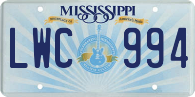 MS license plate LWC994