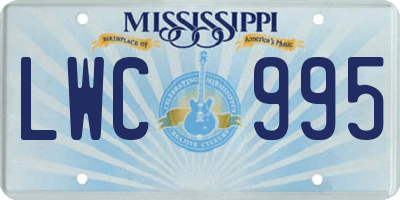 MS license plate LWC995