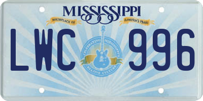 MS license plate LWC996