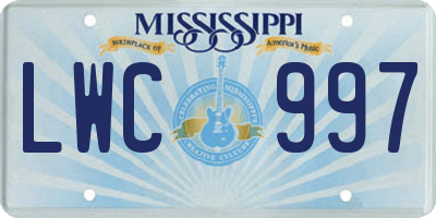 MS license plate LWC997