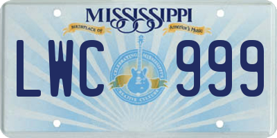 MS license plate LWC999