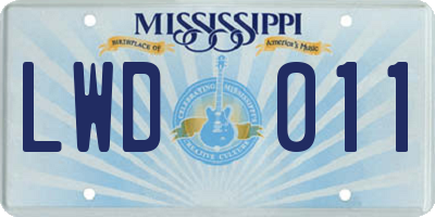 MS license plate LWD011