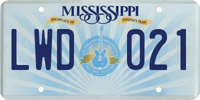 MS license plate LWD021