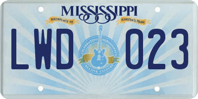 MS license plate LWD023