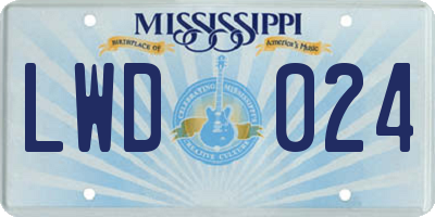 MS license plate LWD024
