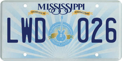MS license plate LWD026