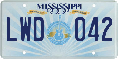 MS license plate LWD042