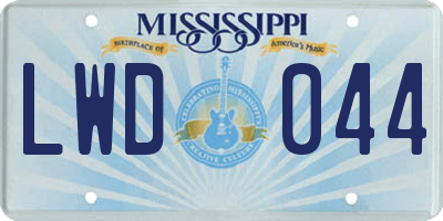 MS license plate LWD044