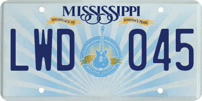 MS license plate LWD045