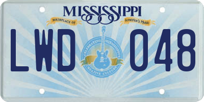 MS license plate LWD048
