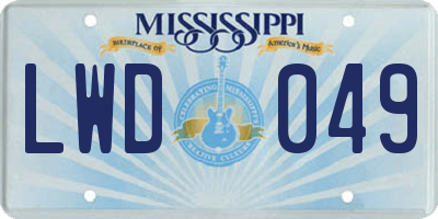 MS license plate LWD049