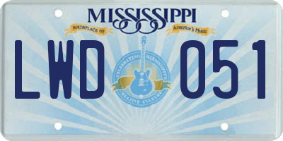 MS license plate LWD051