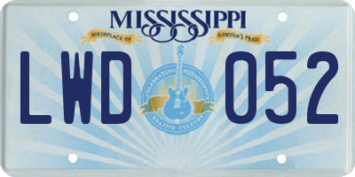 MS license plate LWD052