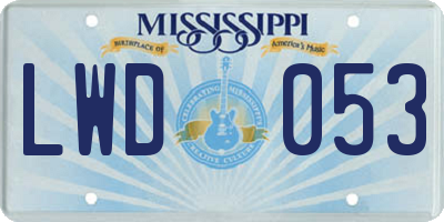 MS license plate LWD053