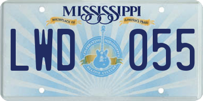 MS license plate LWD055