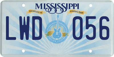 MS license plate LWD056