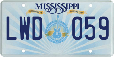 MS license plate LWD059