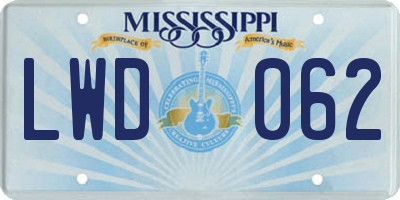 MS license plate LWD062