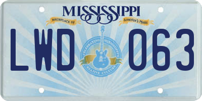 MS license plate LWD063