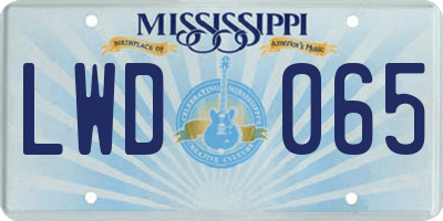 MS license plate LWD065