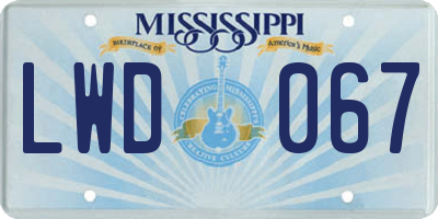 MS license plate LWD067
