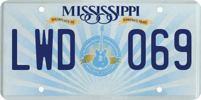 MS license plate LWD069