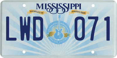 MS license plate LWD071
