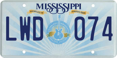 MS license plate LWD074