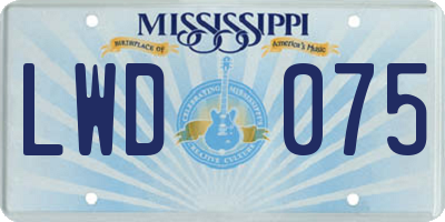 MS license plate LWD075