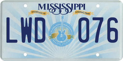 MS license plate LWD076