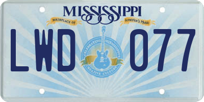 MS license plate LWD077