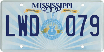 MS license plate LWD079